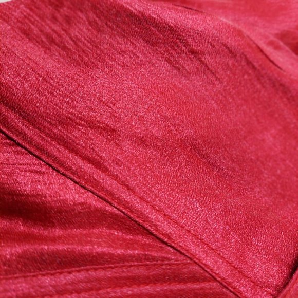 CHICO'S Open Front Jacket 2 L 12 14 Sleek Shiny True Red Pockets cuffed long - Picture 11 of 13